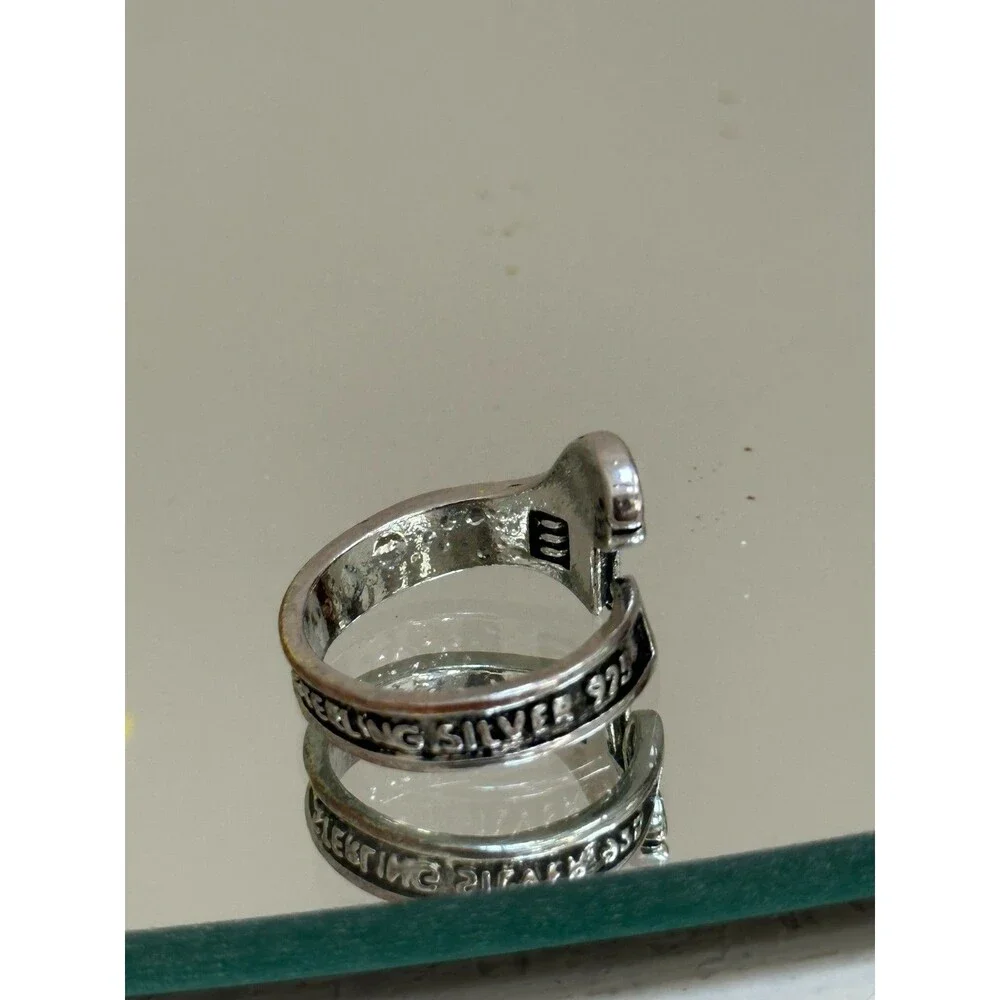 Sterling Silver 925 Wrench Ring Biker Punk Men Women Unique Stamped Band Sz 8